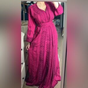 Moroccan Kaftan Dress in Fushia Pink
